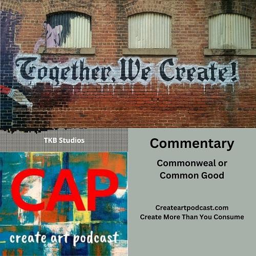 top half city brick wall with the words together we create, bottom heal show logo and title card for episode