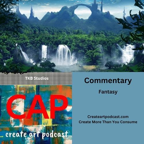 Top half tranquil landscape of mountains in the background and a forest and lake in the foregourd, bottom halk laft side podcast logo, right side title card