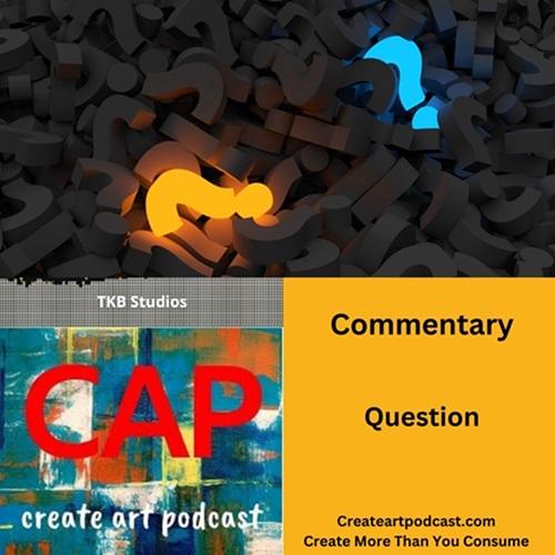 top half multiple questions marks in a pile with two questions marks mixed in that are colored blue and yellow, bottom half left side podcast logo right side title card